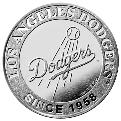 A picture of a 1 oz Los Angeles Dodgers Silver Round